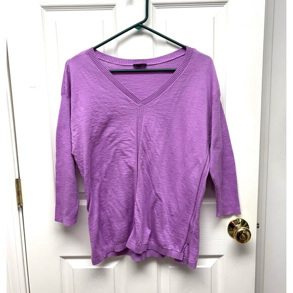 Talbots Cotton Sweater, Violet Purple Crew Neck, 3/4 Sleeves, Women's Size M - Picture 1 of 4